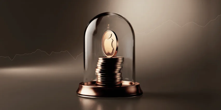 A glass dome protecting a stack of gold coins with a golden coin on top, symbolizing wealth preservation, set against a dark background with a faint stock chart line.