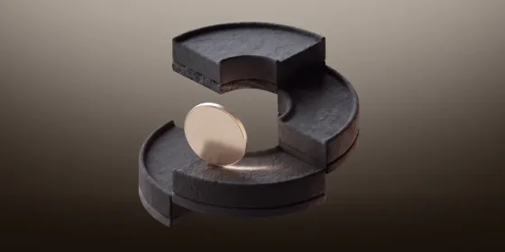 Gold coin inside a segmented dark stone ring, illustrating US dividend income